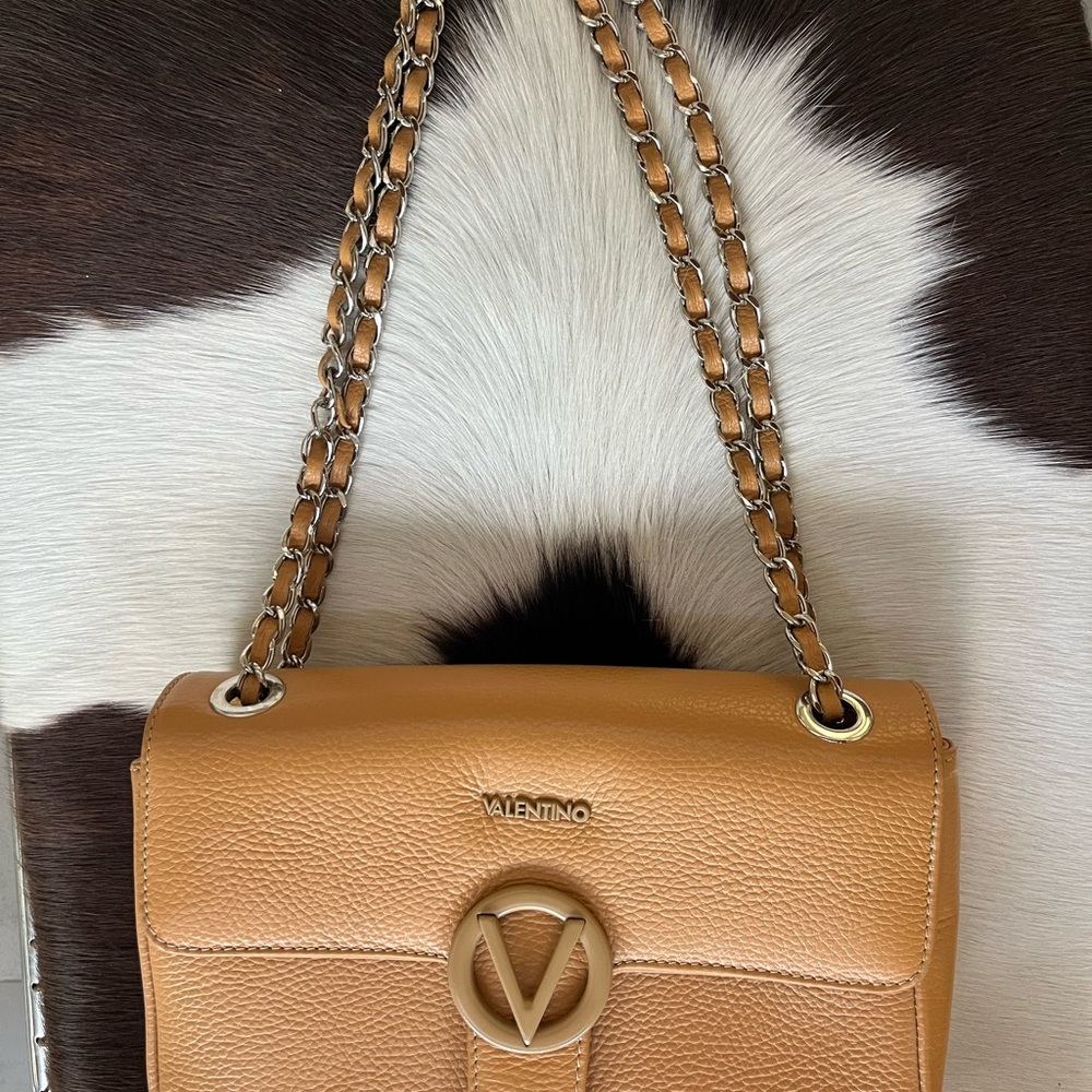 Valentino Tan Leather Shoulder Bag Like New